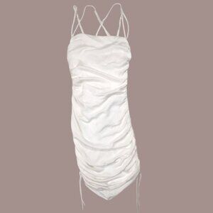 Rumer The Label Dress Mecca Mini 100% Linen Bodycon Going Out Party White Small